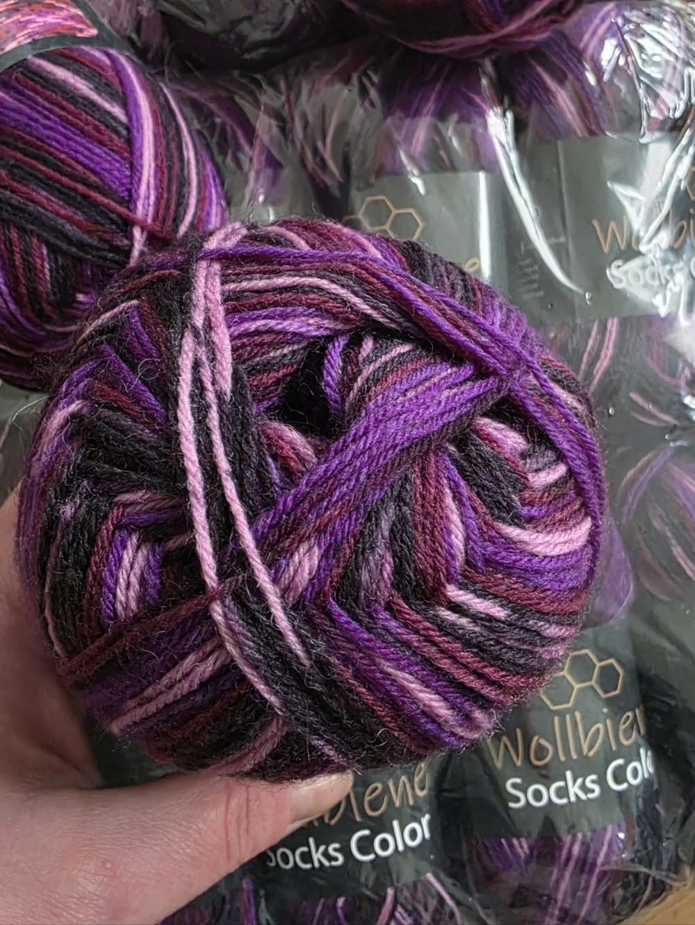 10 skeins * 100g Variegated Purple Wool Blend Sock Yarn
